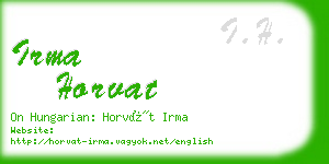 irma horvat business card